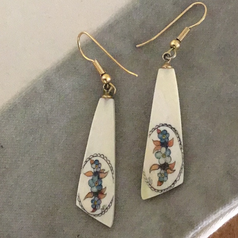 Scrimshaw earrings